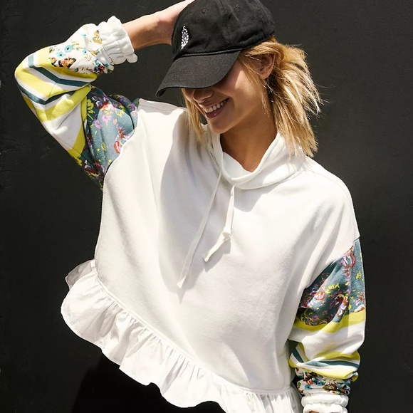 FP Movement by Free People White Floral Cowl Neck Sweater - Picture 3 of 12